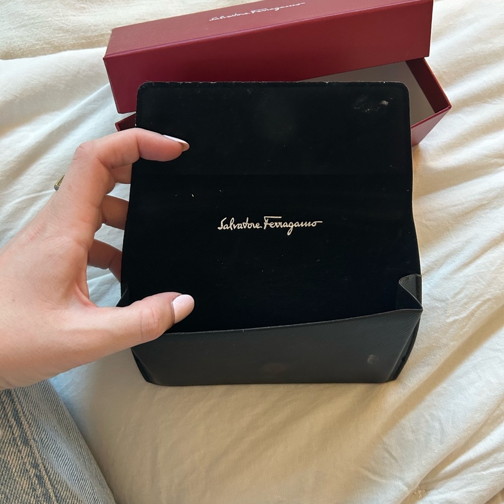 Salvatore Ferragamo Black Velvet Sunglass Case & Box Only